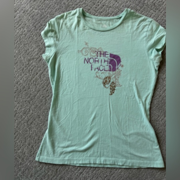 The North Face Light Green and Purple Burnout Faded Tee - Picture 1 of 3
